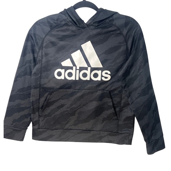adidas Other - Adidas Kids‎ Black White Hooded Sweatshirt Sporty Athletic Boys Medium Comfy
